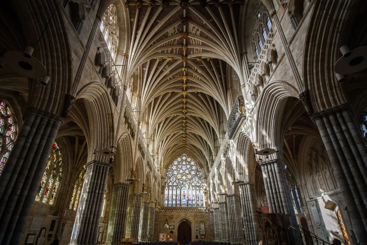 Het gotische gewelf van Exeter Cathedral