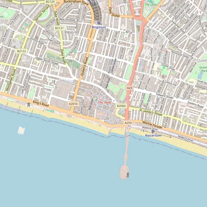 Kaart van Brighton met de bezienswaardigheden