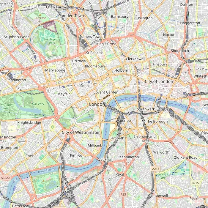 Kaart van Londen met de bezienswaardigheden