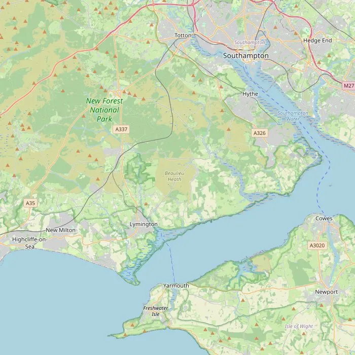 Kaart van de New Forest met de zeven bezienswaardigheden