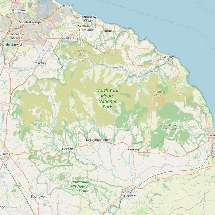 Kaart van de North York Moors met de zeven bezienswaardigheden