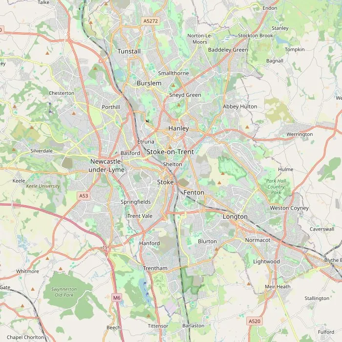 Kaart van Stoke-on-Trent met de bezienswaardigheden