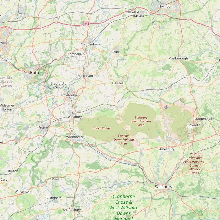 Kaart van Wiltshire met de zeven bezienswaardigheden