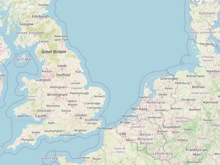 Kaart met de routes vanuit Nederland naar Alnmouth