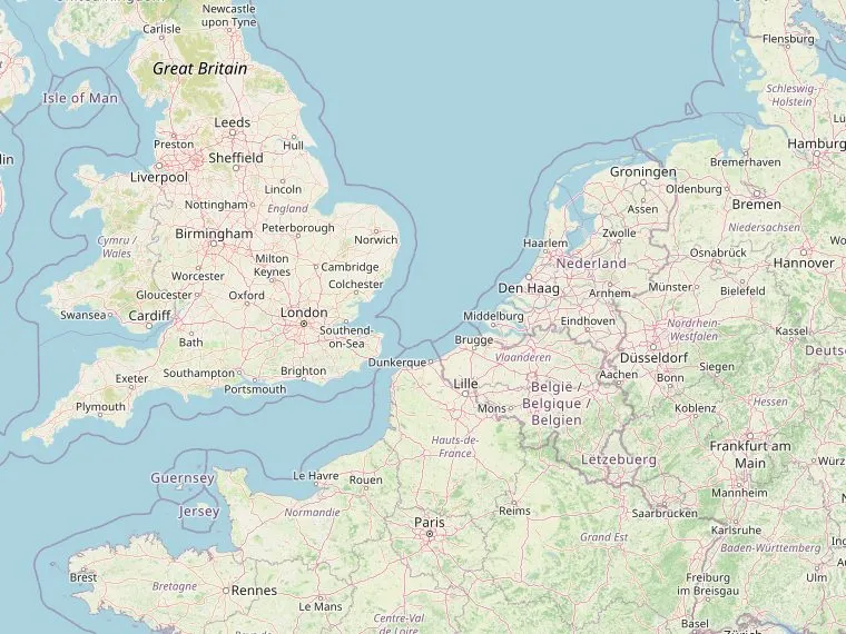 Kaart met de routes vanuit Nederland naar Newbury
