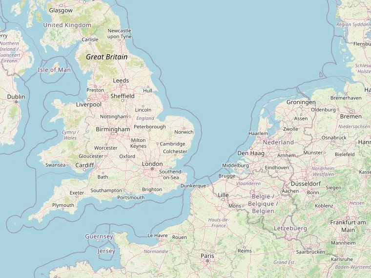 Kaart met de routes vanuit Nederland naar Blackpool