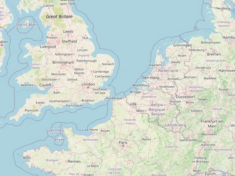Kaart met de routes vanuit Nederland naar Bournemouth