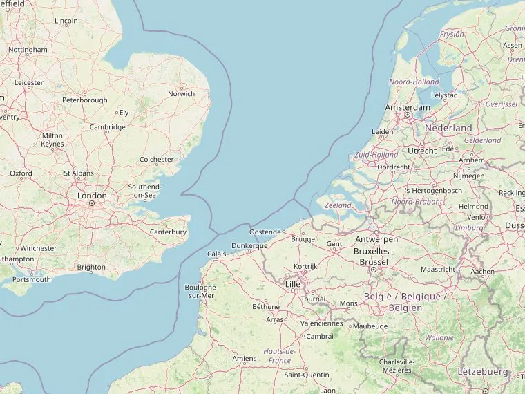 Kaart met de routes vanuit Nederland naar Brighton