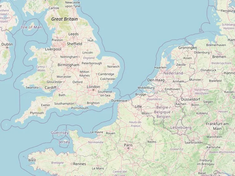 Kaart met de routes vanuit Nederland naar Bristol