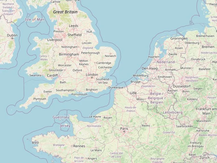 Kaart met de routes vanuit Nederland naar Brixham