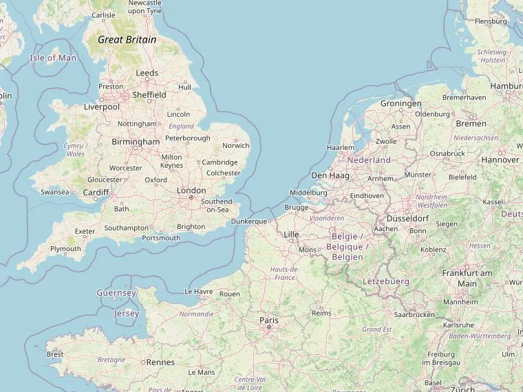 Kaart met de routes vanuit Nederland naar Brockenhurst