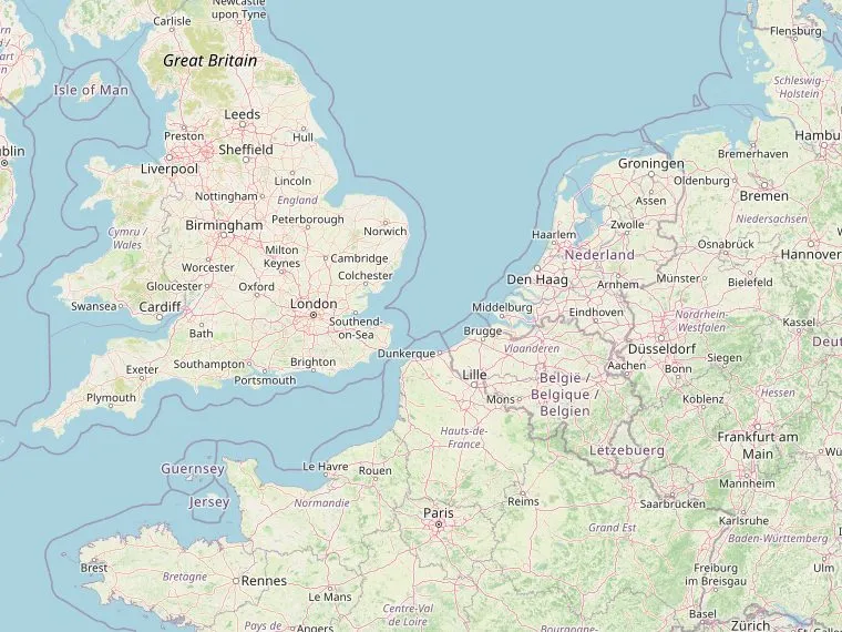 Kaart met de routes vanuit Nederland naar Christchurch