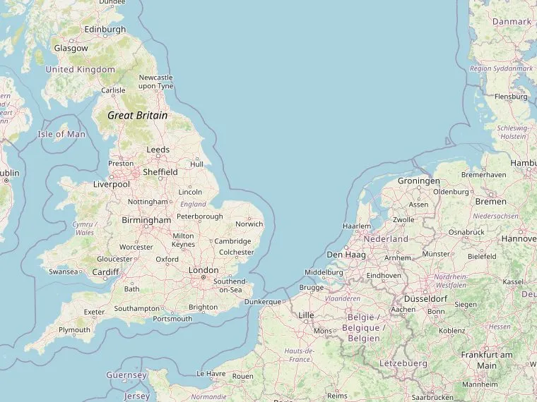 Kaart met de routes vanuit Nederland naar Corbridge
