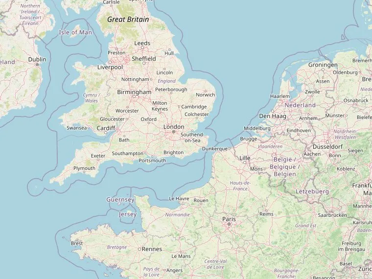 Kaart met de routes vanuit Nederland naar Cornwall