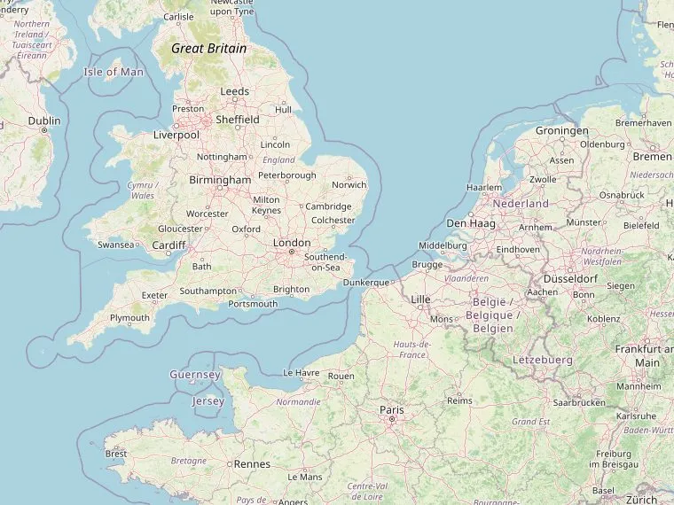 Kaart met de routes vanuit Nederland naar Devon