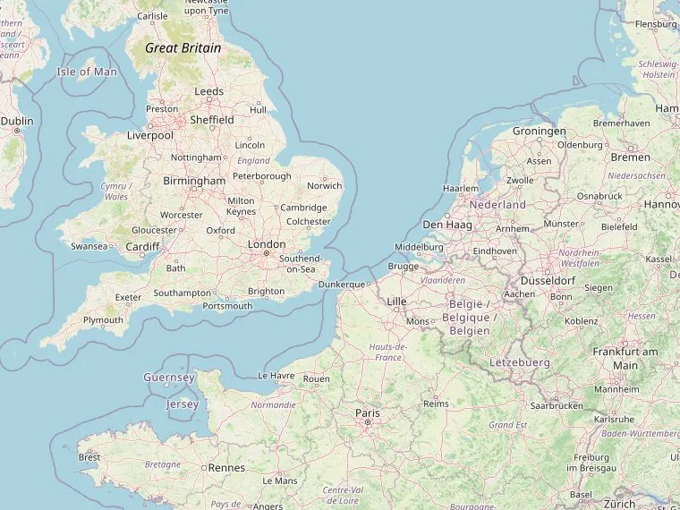 Kaart met de routes vanuit Nederland naar Dorchester