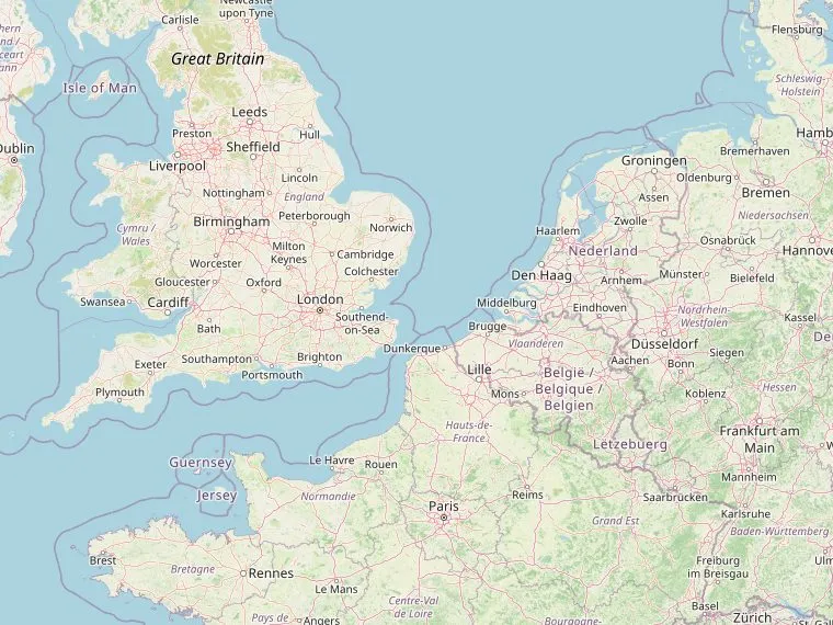 Kaart met de routes vanuit Nederland naar Dorset