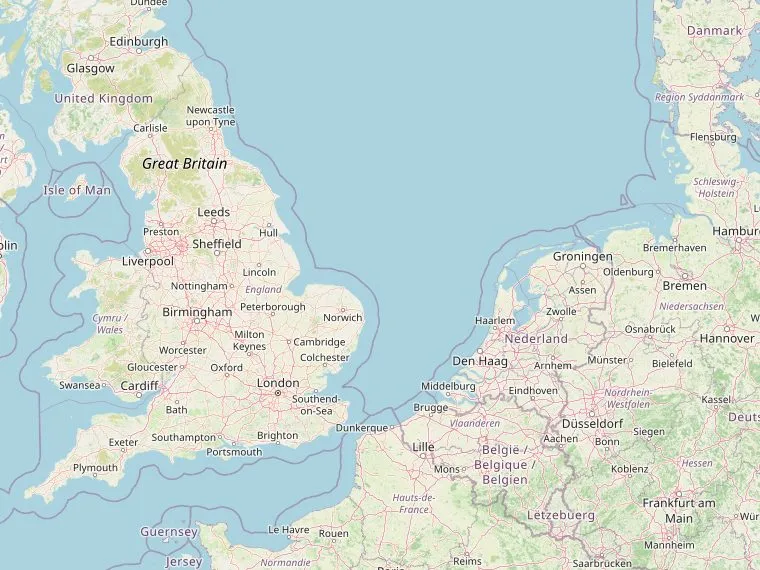 Kaart met de routes vanuit Nederland naar Durham