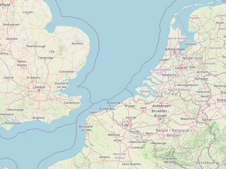 Kaart met de routes vanuit Nederland naar Ely