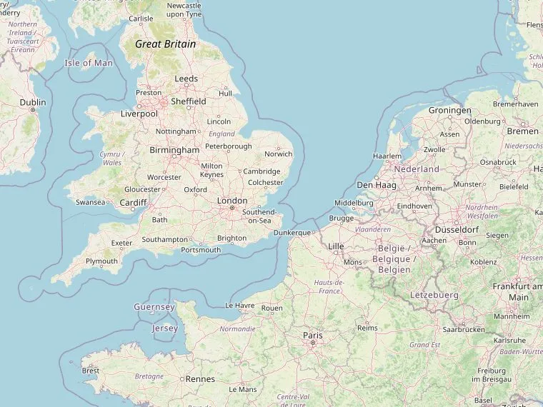 Kaart met de routes vanuit Nederland naar Exmoor
