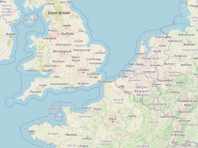Kaart met de routes vanuit Nederland naar Exmouth