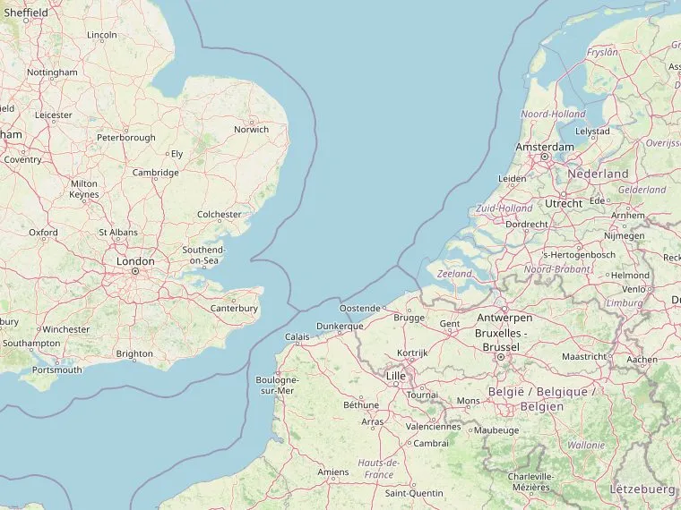 Kaart met de routes vanuit Nederland naar Guildford