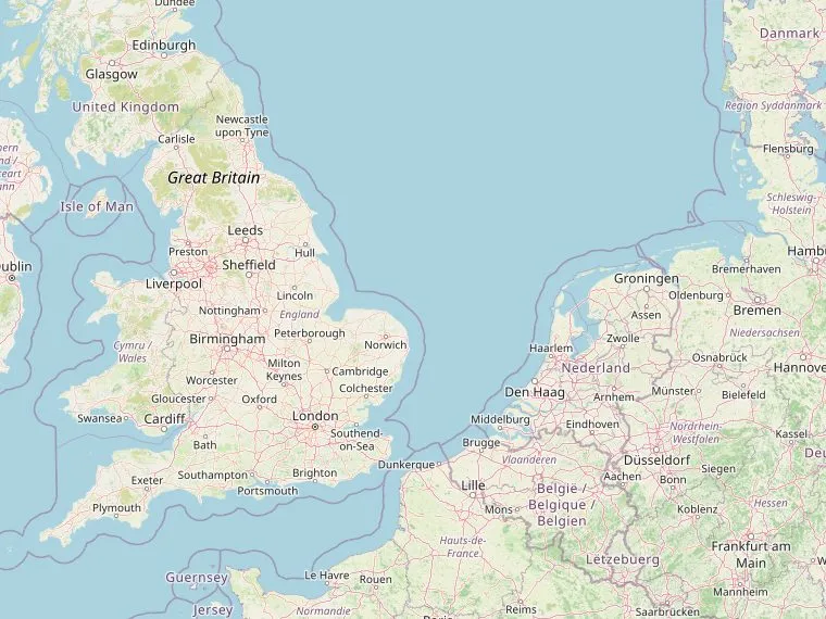 Kaart met de routes vanuit Nederland naar Hexham
