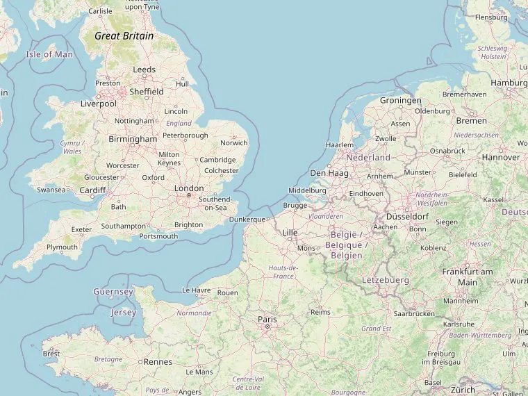 Kaart met de routes vanuit Nederland naar de Isle of Wight