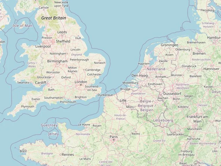 Kaart met de routes vanuit Nederland naar Kenilworth