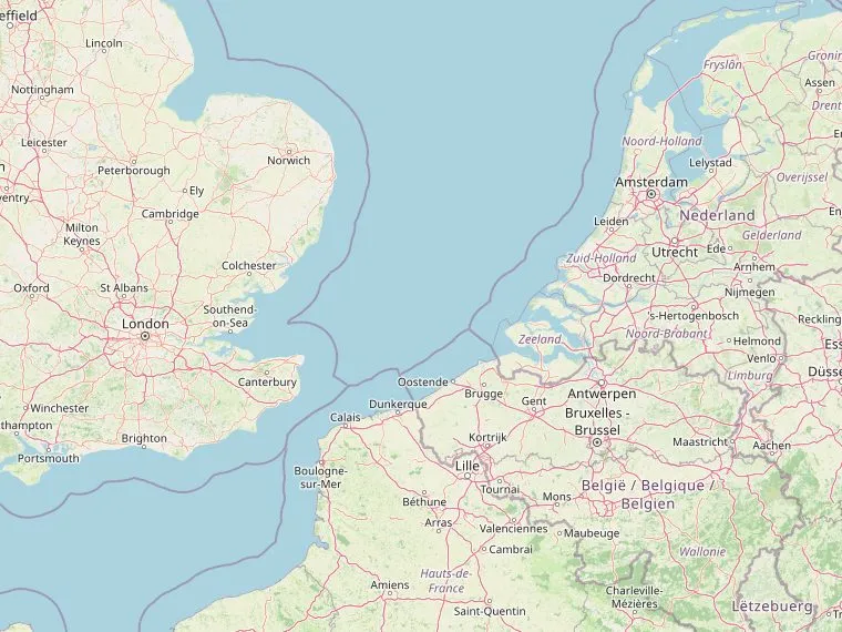 Kaart met de routes vanuit Nederland naar Ramsgate