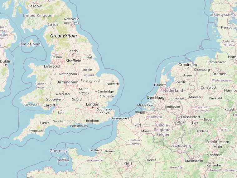 Kaart met de routes vanuit Nederland naar Knutsford