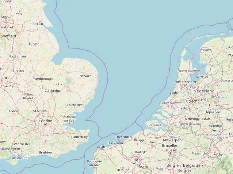 Kaart met de routes vanuit Nederland naar Lincoln