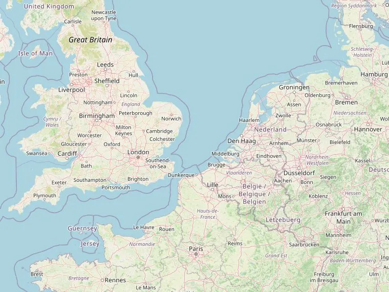 Kaart met de routes vanuit Nederland naar Loughborough