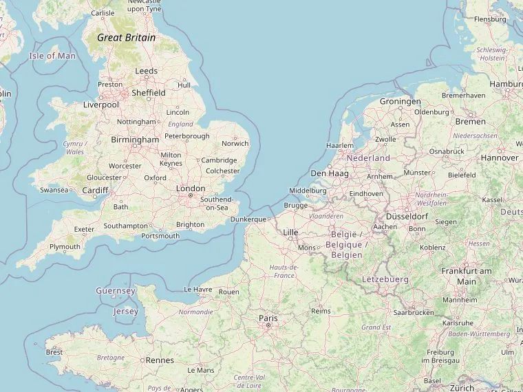 Kaart met de routes vanuit Nederland naar Lymington