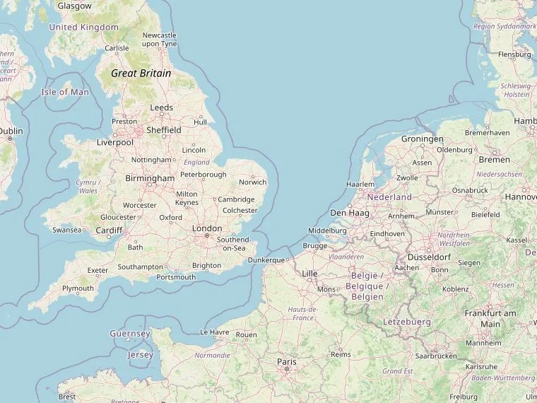 Kaart met de routes vanuit Nederland naar Manchester