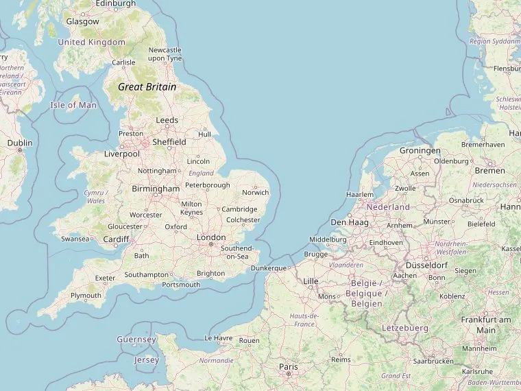 Kaart met de routes vanuit Nederland naar Morecambe