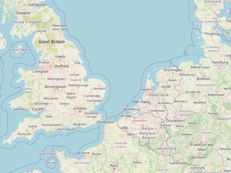 Kaart met de routes vanuit Nederland naar de North York Moors