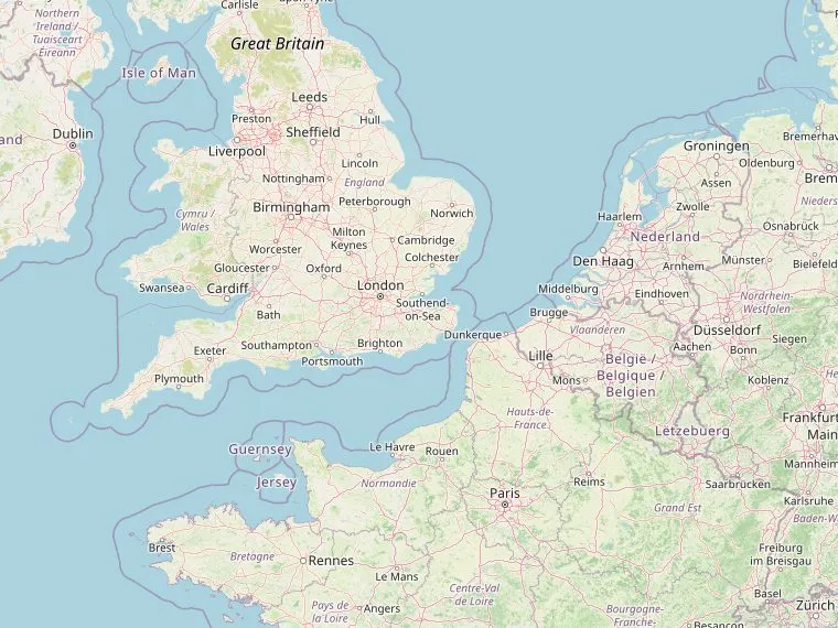 Kaart met de routes vanuit Nederland naar Polperro