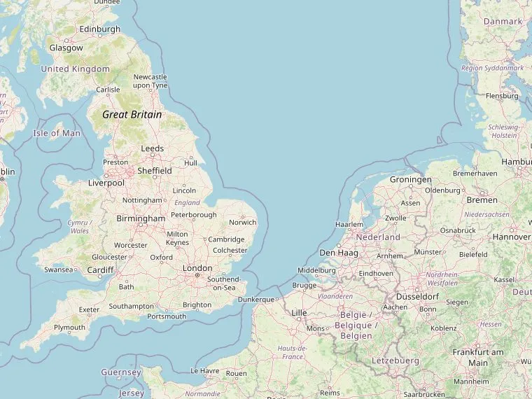 Kaart met de routes vanuit Nederland naar Richmond