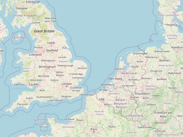 Kaart met de routes vanuit Nederland naar Ripon