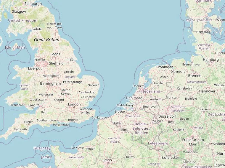 Kaart met de routes vanuit Nederland naar Scarborough
