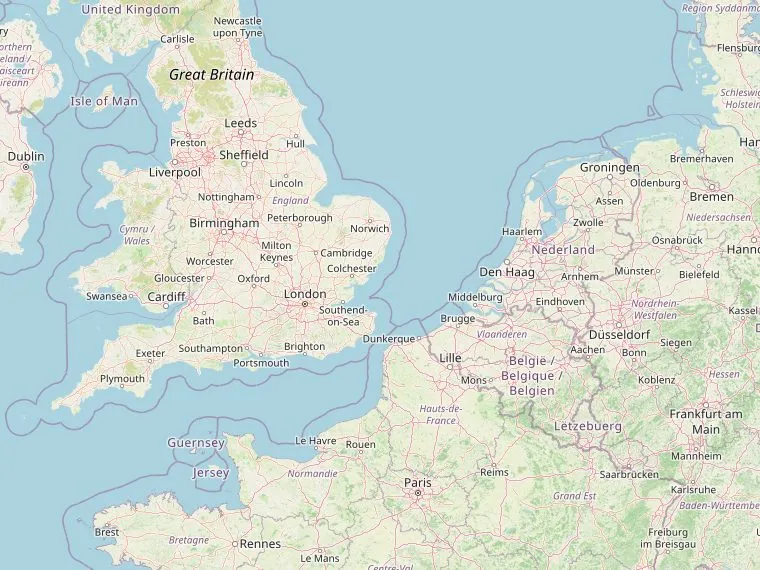 Kaart met de routes vanuit Nederland naar Shrewsbury