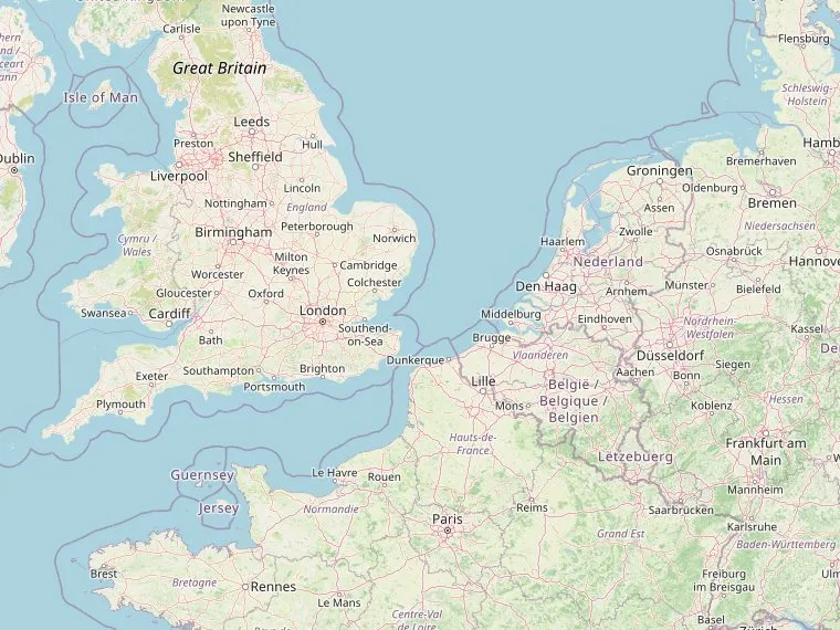Kaart met de routes vanuit Nederland naar Tewkesbury