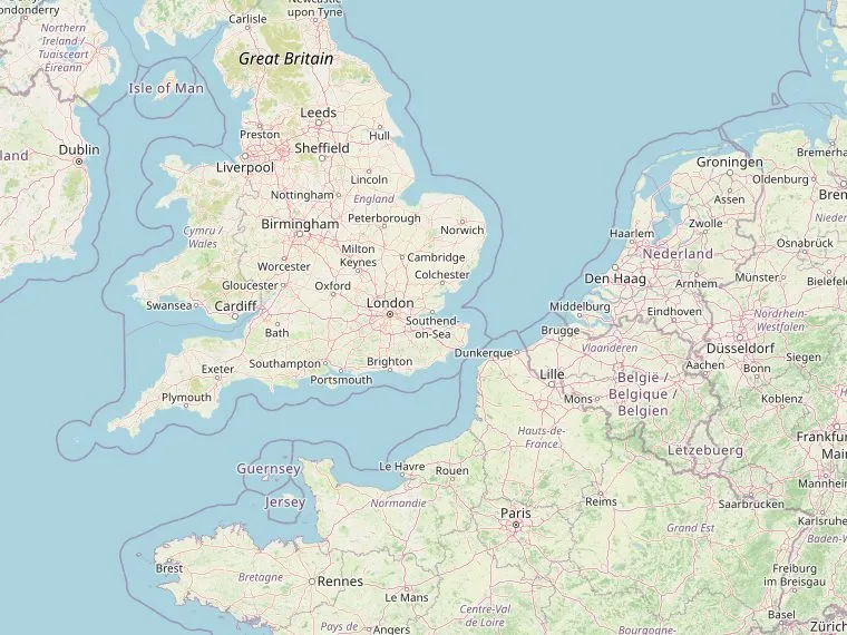 Kaart met de routes vanuit Nederland naar Tintagel