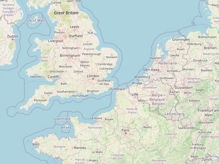 Kaart met de routes vanuit Nederland naar Torquay