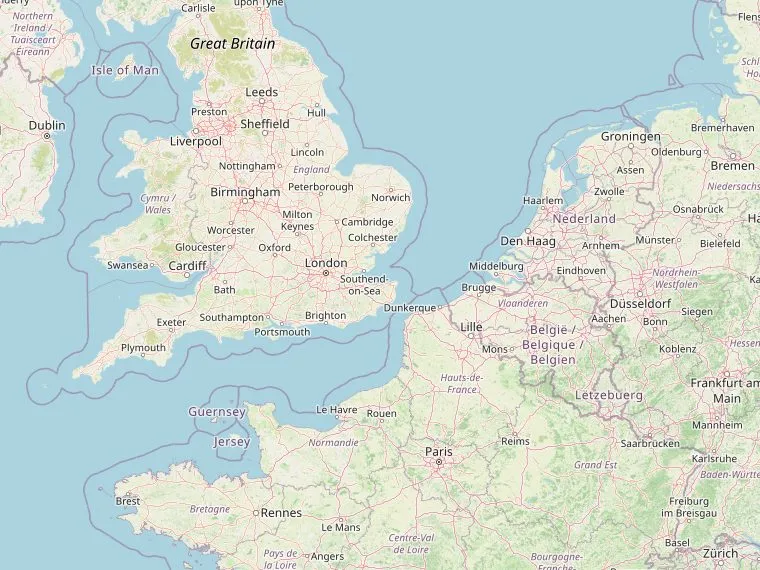 Kaart met de routes vanuit Nederland naar Totnes