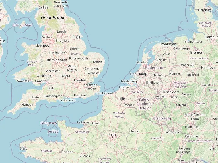 Kaart met de routes vanuit Nederland naar Warwick
