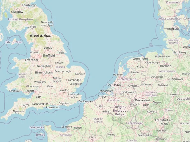 Kaart met de routes vanuit Nederland naar Whitby