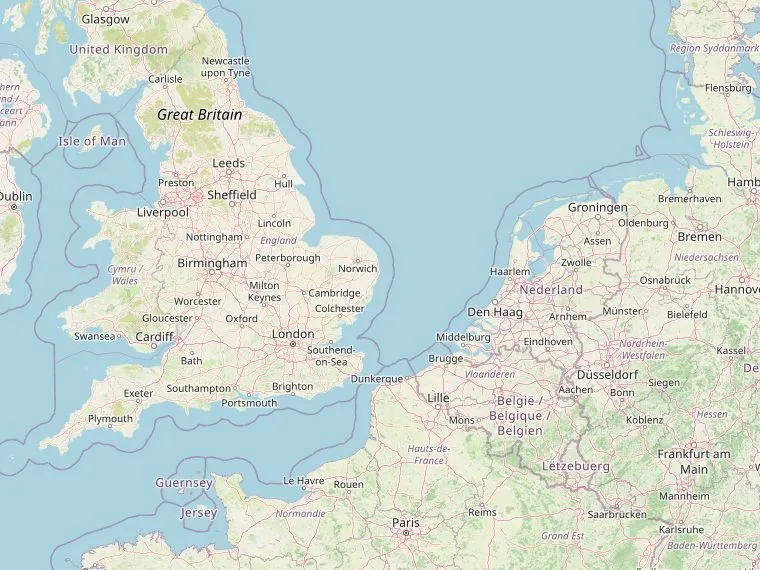 Kaart met de routes vanuit Nederland naar Worcester