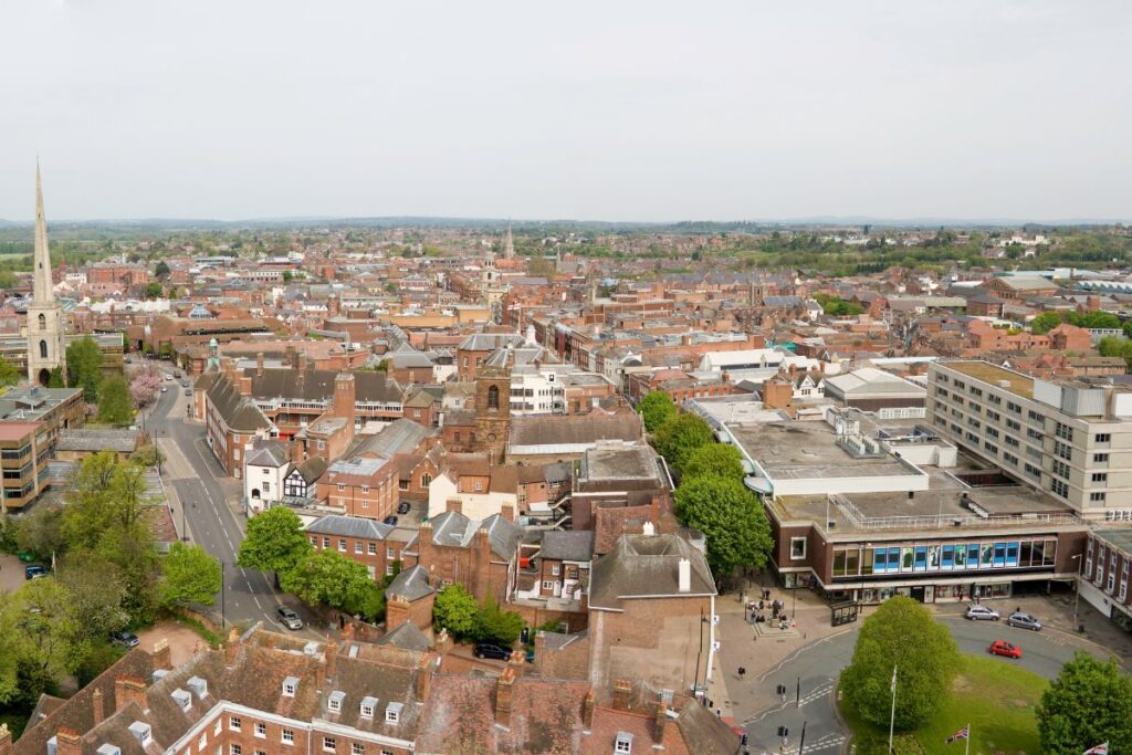 Worcester van bovenaf